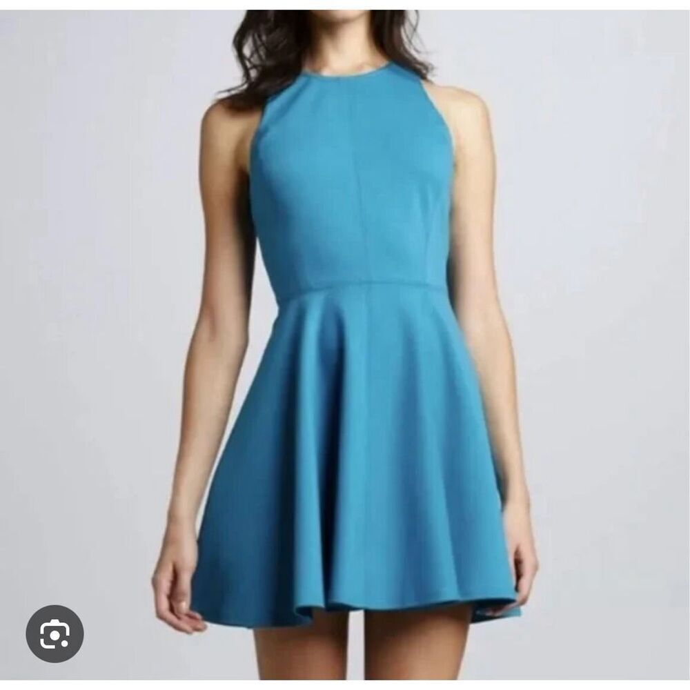 Rebecca Taylor NWT ponte jersey sleeveless fit & flare turquoise dress size 4